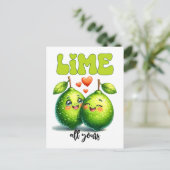 Carte Postale Lime Toutes Les Tes Drôle Punny Valentine (Debout devant)