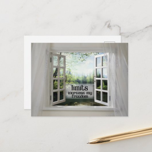 Carte Postale Limites augmenter ma liberté -Motivation Affirmati (Devant/Arrière en situation)