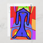 Carte Postale L'impression abstraite cubiste du teckel bleu (Devant / Derrière)