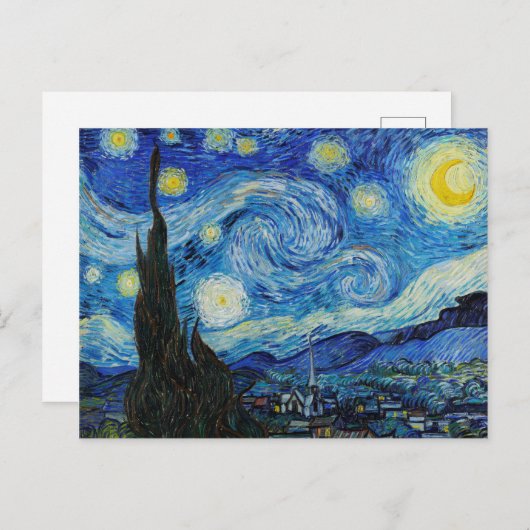 Carte Postale L'impression d'art La Nuit étoilée de Van Gogh (Devant / Derrière)