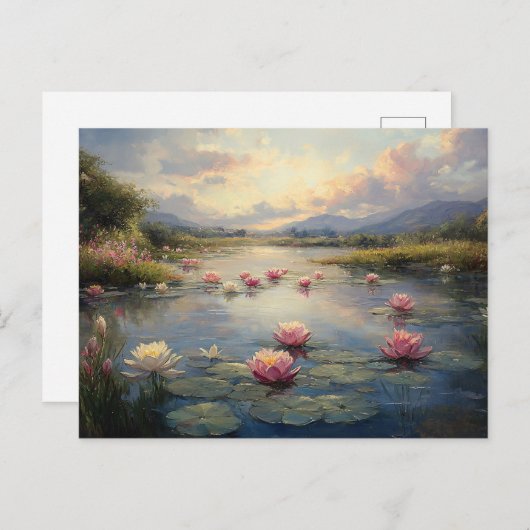 Carte Postale L'impressionniste Lily Pads sur l'étang (Devant / Derrière)