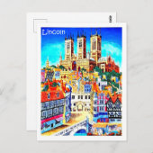 Carte Postale Lincoln, Angleterre, illustration, vintage (Devant / Derrière)