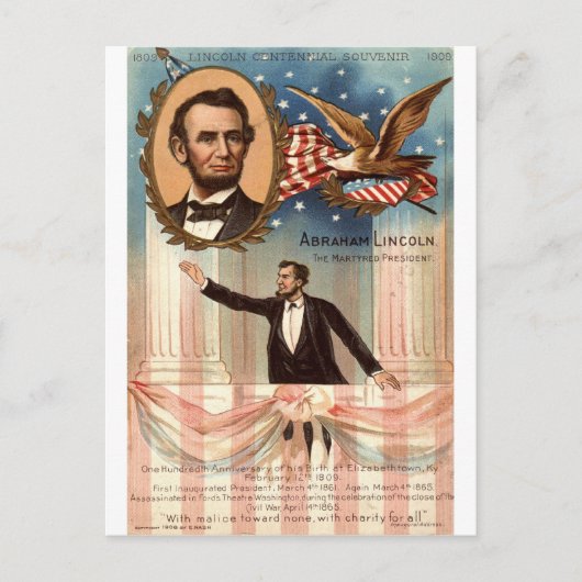 Carte Postale Lincoln Centennial Souvenir, 1908 Vintage (Devant)