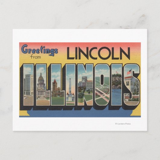 Carte Postale Lincoln, Illinois - Scènes de grandes lettres (Devant)