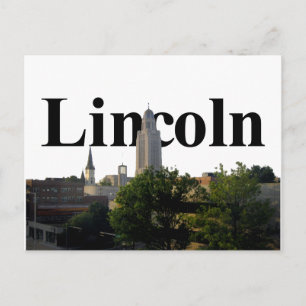 Carte Postale Lincoln, Nebraska Skyline avec Lincoln dans le cie