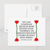 Carte Postale Lincoln : sur Thornes et Rose (Deux Roses). (Devant / Derrière)