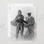 Carte Postale Lindbergh et Wright - Avion en panne (Devant / Derrière)