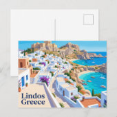 Carte Postale Lindos Grèce (Devant / Derrière)