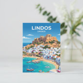 Carte Postale Lindos Grèce (Debout devant)