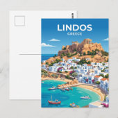 Carte Postale Lindos Grèce (Devant / Derrière)
