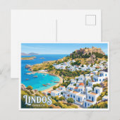 Carte Postale Lindos Grèce (Devant / Derrière)