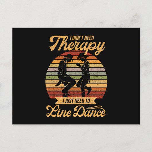 Carte Postale Line Dancing is My Therapy Retro Line Dancer Cadea (Devant)