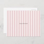 Carte Postale Linear Pink and White Stripes Happy Birthday Card (Devant / Derrière)