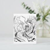 Carte Postale lineart nain et dragon (Debout devant)