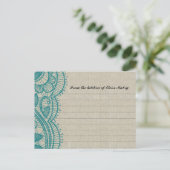 Carte Postale Linen and Teal Lace Personalized (Debout devant)