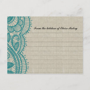 Carte Postale Linen and Teal Lace Personalized