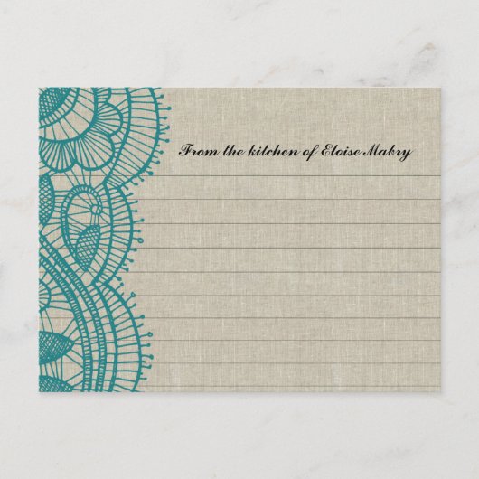 Carte Postale Linen and Teal Lace Personalized (Devant)