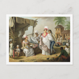 Carte Postale Linen Market, Roseau, Dominique, c.1780 (huile sur
