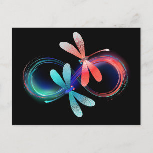 Carte Postale L'infini avec des libellules lumineuses
