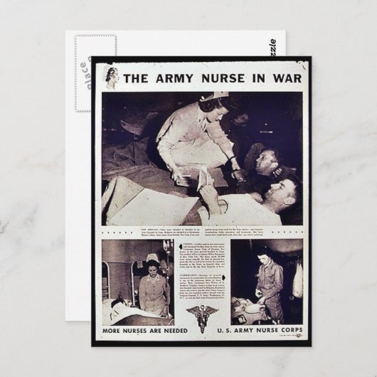 Carte Postale L'Infirmière De L'Armée En Guerre (Devant / Derrière)
