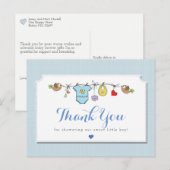 Carte Postale Linge de bébé bleu | Merci (Devant / Derrière)