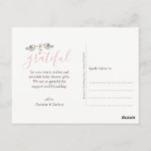 Carte Postale Linge de bébé rose bébé Shower Merci (Dos)