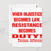 Carte Postale L'injustice devient la résistance à la loi devient (Devant / Derrière)
