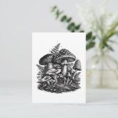 Carte Postale Linogravure de champignons forestiers vintage (Debout devant)