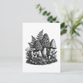 Carte Postale Linogravure de champignons forestiers vintage (Debout devant)