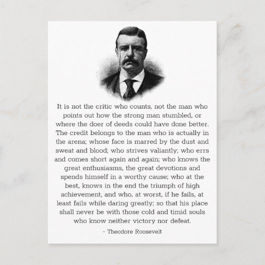 Carte Postale L'inspiration de Roosevelt "L'homme dans l'arène" (Devant)