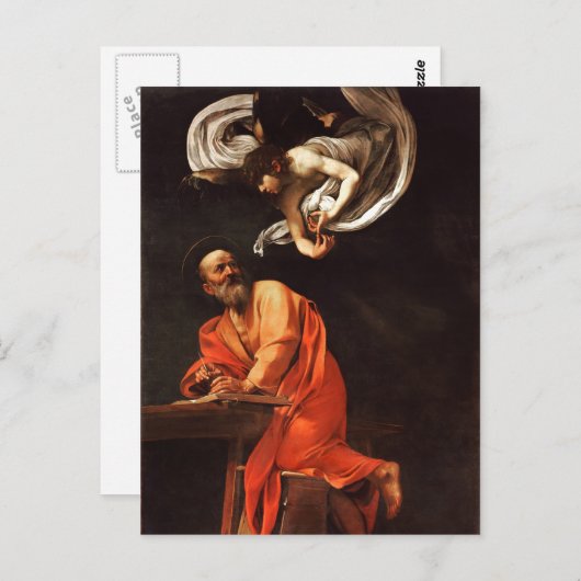 Carte Postale L'inspiration de Saint Matthieu, Caravaggio (Devant / Derrière)