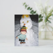 Carte Postale linus et neige (Debout devant)
