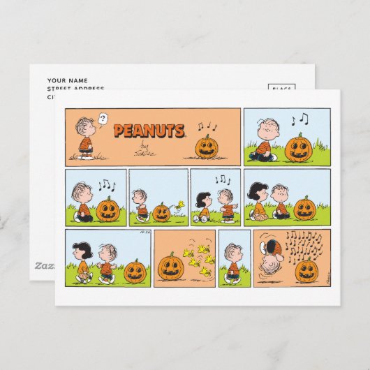 Carte Postale Linus & Lucy | Chanter Jack-O-Lantern (Devant / Derrière)