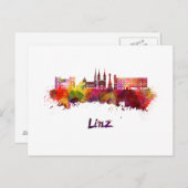 Carte Postale Linz skyline in watercolor (Devant / Derrière)