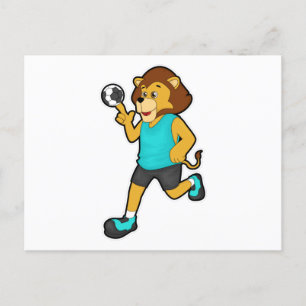 Carte Postale Lion à joueur de handball avec ballon de handball