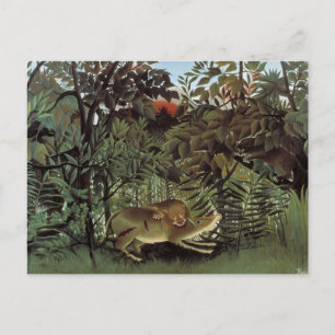Carte postale Lion affamé de Henri Rousseau