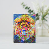 Carte Postale Lion Art Bold Abstrait Portrait Peinture (Debout devant)