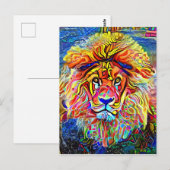Carte Postale Lion Art Bold Abstrait Portrait Peinture (Devant / Derrière)
