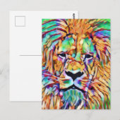 Carte postale Lion - Art Vibrant (Devant / Derrière)