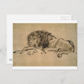 Carte Postale Lion au repos par Rembrandt (Devant / Derrière)