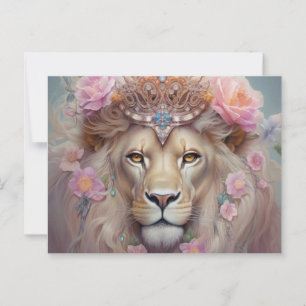 Carte Postale Lion aux fleurs