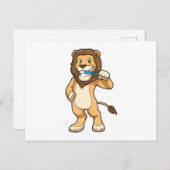 Carte Postale Lion avec brosse à dents (Devant / Derrière)