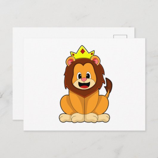 Carte Postale Lion avec couronne (Devant / Derrière)