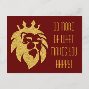 Carte Postale Lion Avec Couronne - Style Or 1