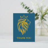 Carte Postale Lion Avec Couronne - Style Or 2 (Debout devant)
