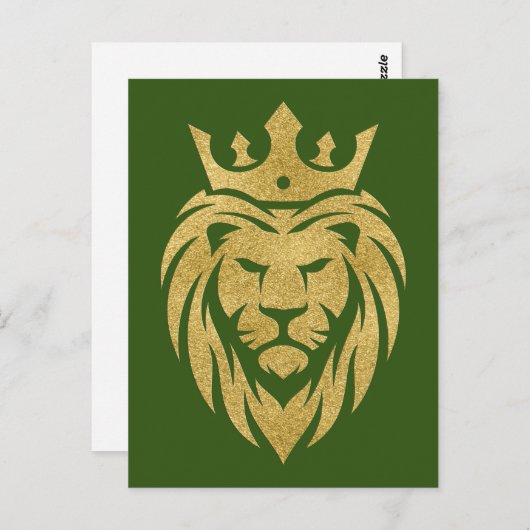 Carte Postale Lion Avec Couronne - Style Or 3 (Devant / Derrière)