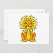 Carte Postale Lion avec fleur de tournesol (Devant / Derrière)