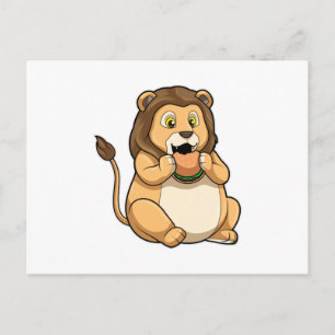 Carte Postale Lion avec hamburger