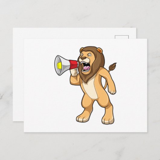Carte Postale Lion avec microphone (Devant / Derrière)