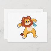 Carte Postale Lion avec poisson (Devant / Derrière)
